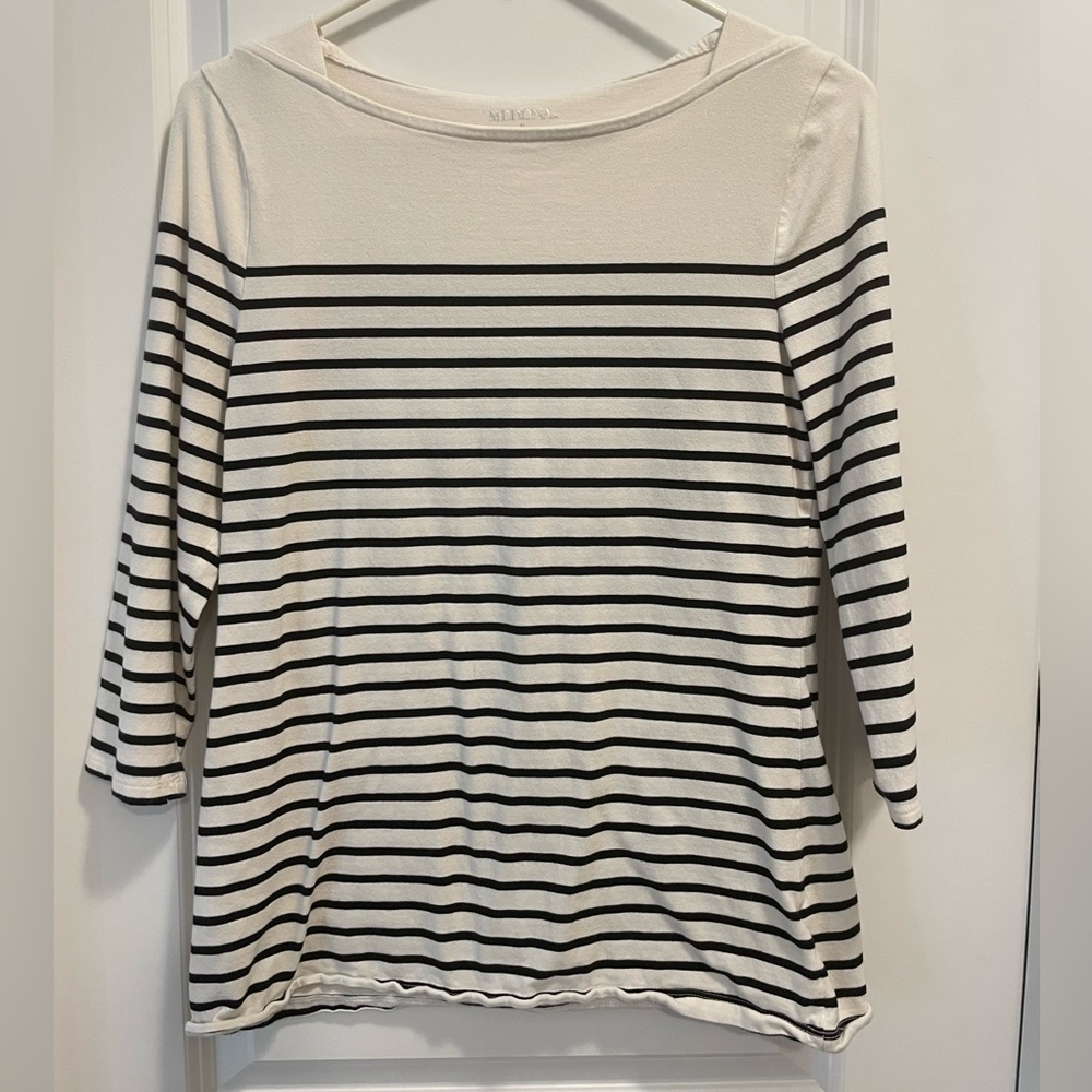 Merona Black and White Striped Top